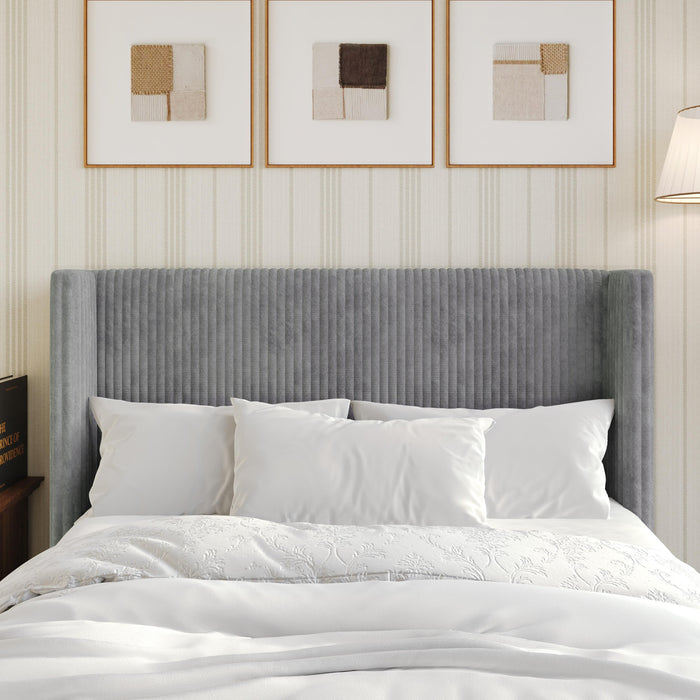 Home Design Lenox Upholstered Wingback Headboard, Soft Corduroy, Easy to Assemble