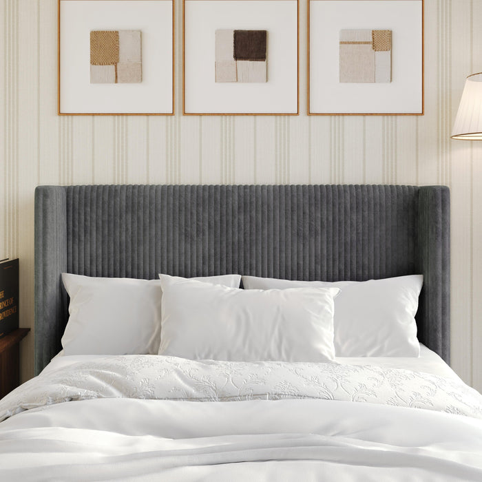 Home Design Lenox Upholstered Wingback Headboard, Soft Corduroy, Easy to Assemble