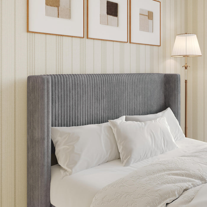 Home Design Lenox Upholstered Wingback Headboard, Soft Corduroy, Easy to Assemble