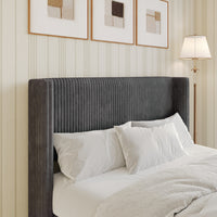 Home Design Lenox Upholstered Wingback Headboard, Soft Corduroy, Easy to Assemble