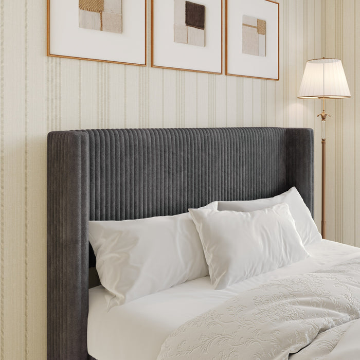 Home Design Lenox Upholstered Wingback Headboard, Soft Corduroy, Easy to Assemble