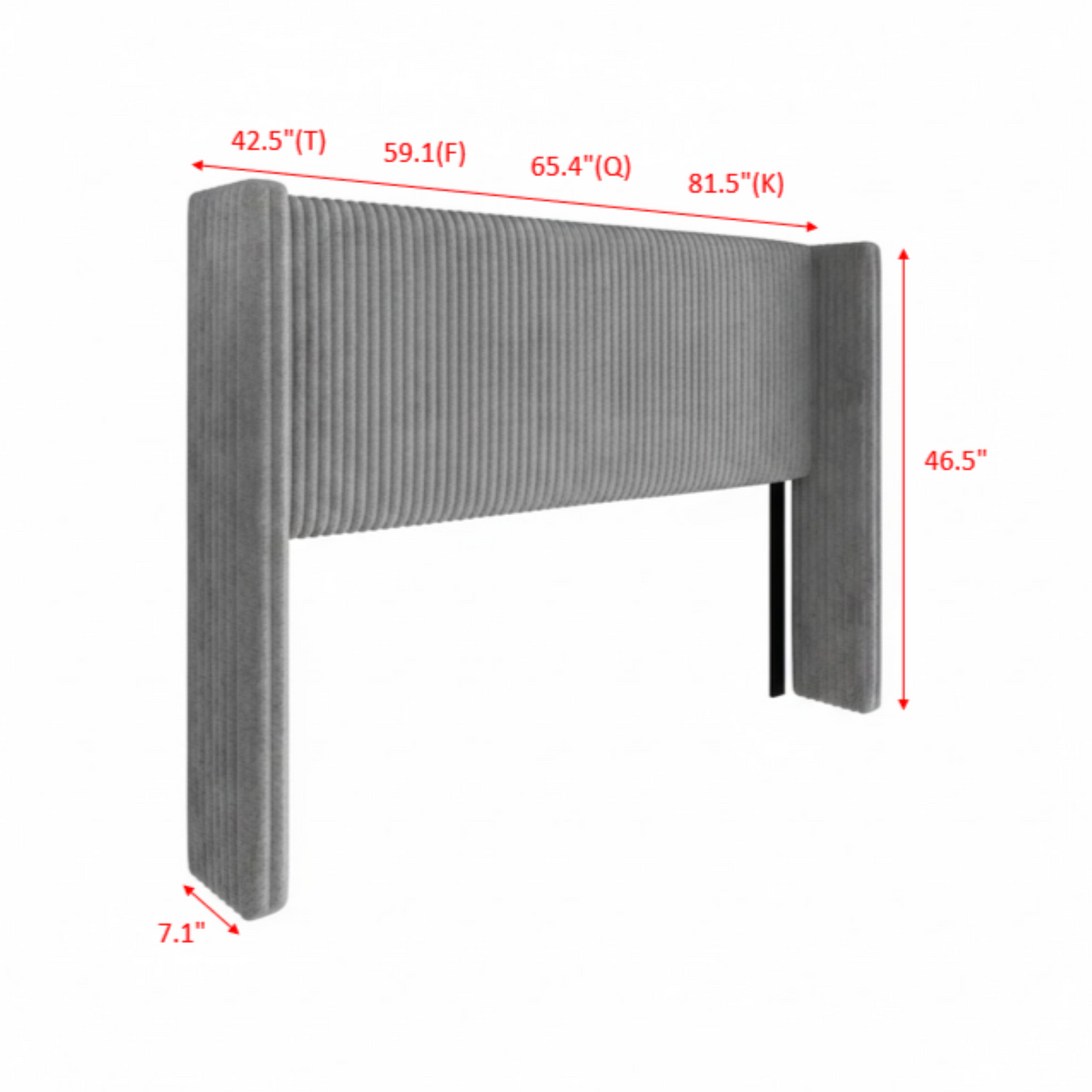 Home Design Lenox Upholstered Wingback Headboard, Soft Corduroy, Easy to Assemble