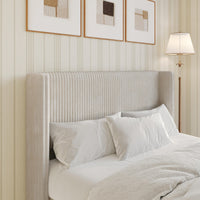 Home Design Lenox Upholstered Wingback Headboard, Soft Corduroy, Easy to Assemble