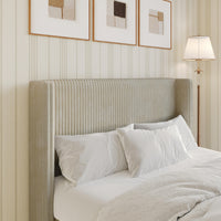 Home Design Lenox Upholstered Wingback Headboard, Soft Corduroy, Easy to Assemble