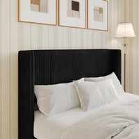 Home Design Lenox Upholstered Wingback Headboard, Soft Corduroy, Easy to Assemble