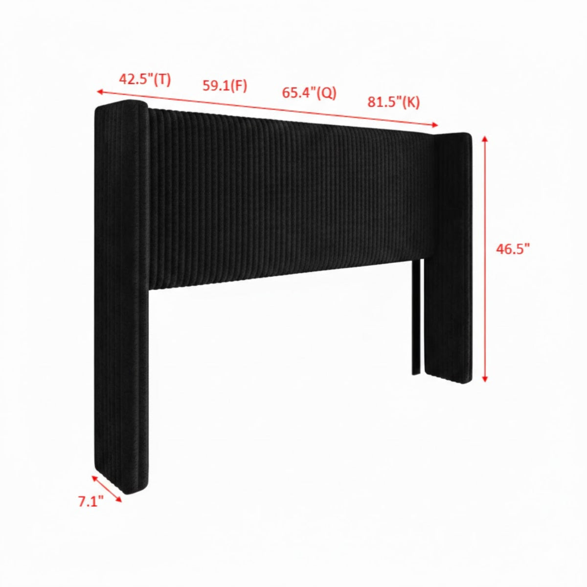 Home Design Lenox Upholstered Wingback Headboard, Soft Corduroy, Easy to Assemble