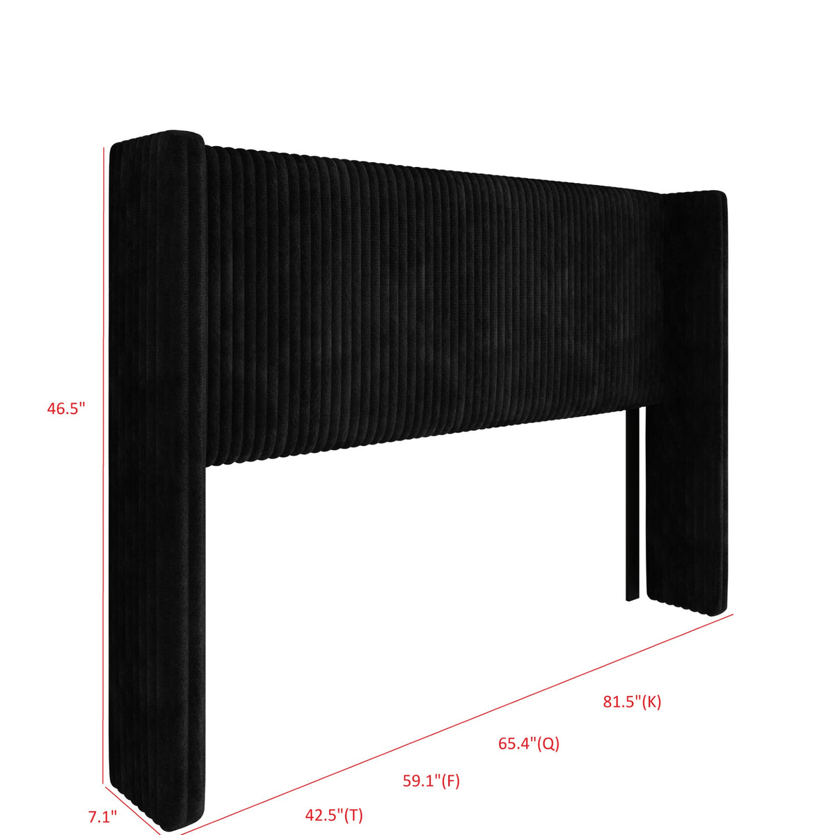 Home Design Lenox Upholstered Wingback Headboard, Soft Corduroy, Easy to Assemble