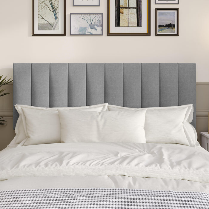 Home Design Dennis Upholstered Headboard with Vertical Channel Design, Adjustable Height