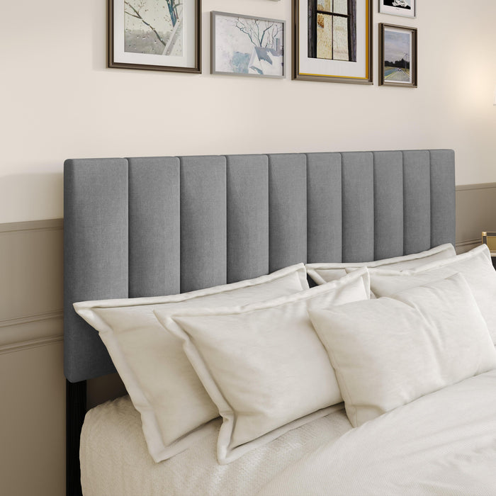 Home Design Dennis Upholstered Headboard with Vertical Channel Design, Adjustable Height