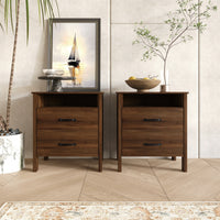 Alamosa Nightstand with Two Drawers and Open Shelf, Space-Saving Design (Set of 2)