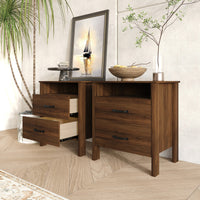 Alamosa Nightstand with Two Drawers and Open Shelf, Space-Saving Design (Set of 2)