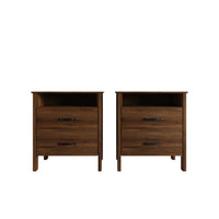 Alamosa Nightstand with Two Drawers and Open Shelf, Space-Saving Design (Set of 2)