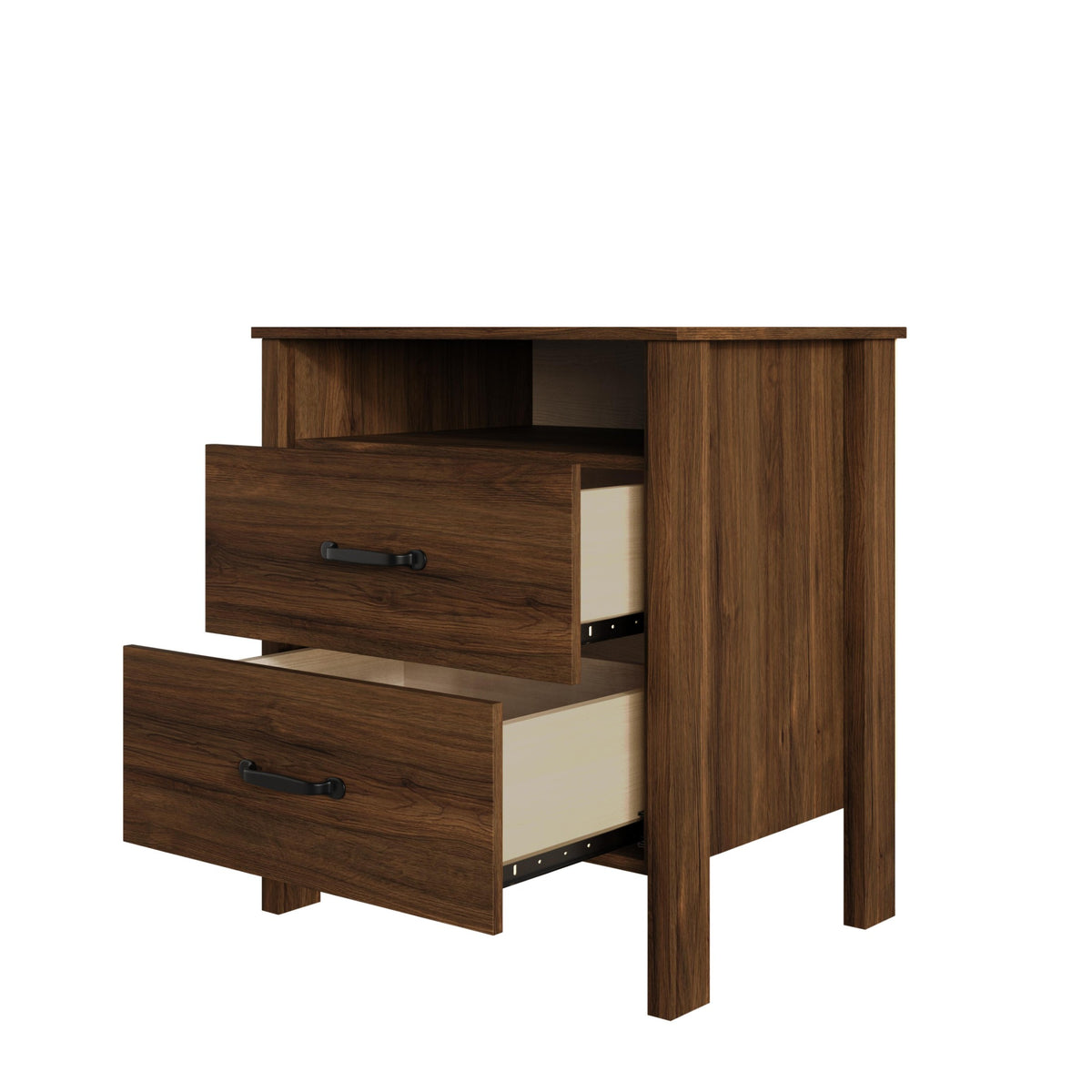 Home Design Alamosa Nightstand with Two Drawers and Open Shelf, Space-Saving Design (Set of 2)