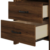 Home Design Alamosa Nightstand with Two Drawers and Open Shelf, Space-Saving Design (Set of 2)