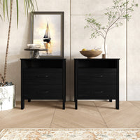 Alamosa Nightstand with Two Drawers and Open Shelf, Space-Saving Design (Set of 2)