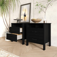Alamosa Nightstand with Two Drawers and Open Shelf, Space-Saving Design (Set of 2)