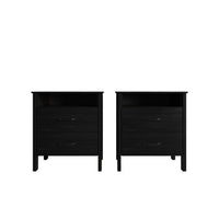 Alamosa Nightstand with Two Drawers and Open Shelf, Space-Saving Design (Set of 2)