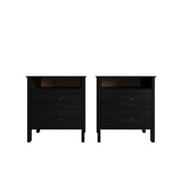 Home Design Alamosa Nightstand with Two Drawers and Open Shelf, Space-Saving Design (Set of 2)