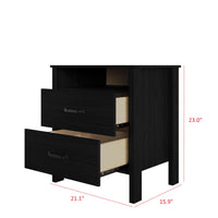 Home Design Alamosa Nightstand with Two Drawers and Open Shelf, Space-Saving Design (Set of 2)