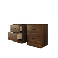 Home Design Meriden Nightstand with 2 Storage Drawers and Wood-Look Finish, Space-Saving Design (Set of 2)