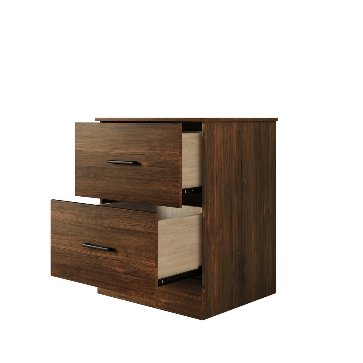 Home Design Meriden Nightstand with 2 Storage Drawers and Wood-Look Finish, Space-Saving Design (Set of 2)