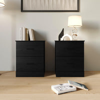 Home Design Meriden Nightstand with 2 Storage Drawers and Wood-Look Finish, Space-Saving Design (Set of 2)