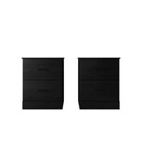Home Design Meriden Nightstand with 2 Storage Drawers and Wood-Look Finish, Space-Saving Design (Set of 2)