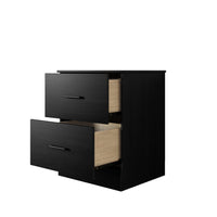 Home Design Meriden Nightstand with 2 Storage Drawers and Wood-Look Finish, Space-Saving Design (Set of 2)