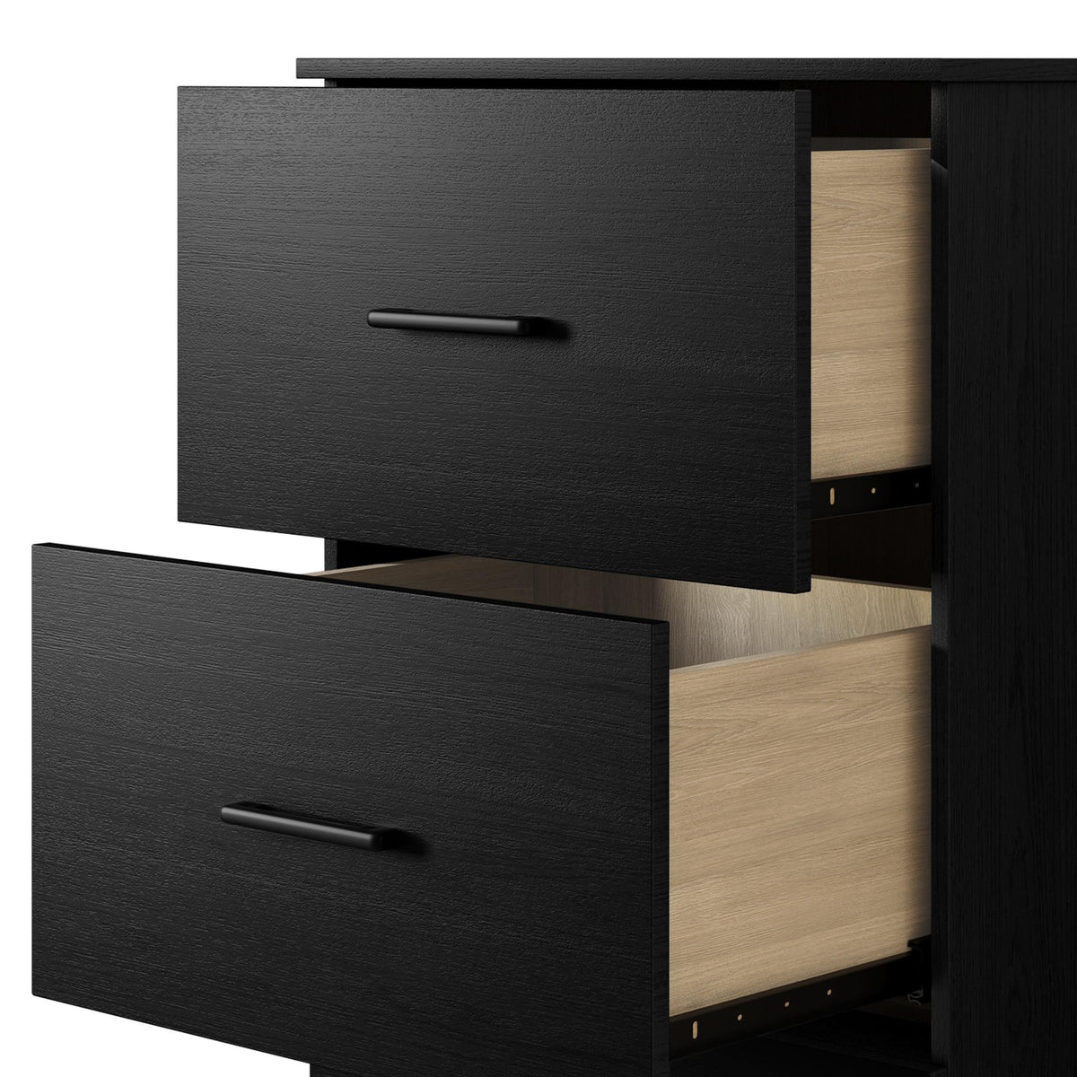 Home Design Meriden Nightstand with 2 Storage Drawers and Wood-Look Finish, Space-Saving Design (Set of 2)