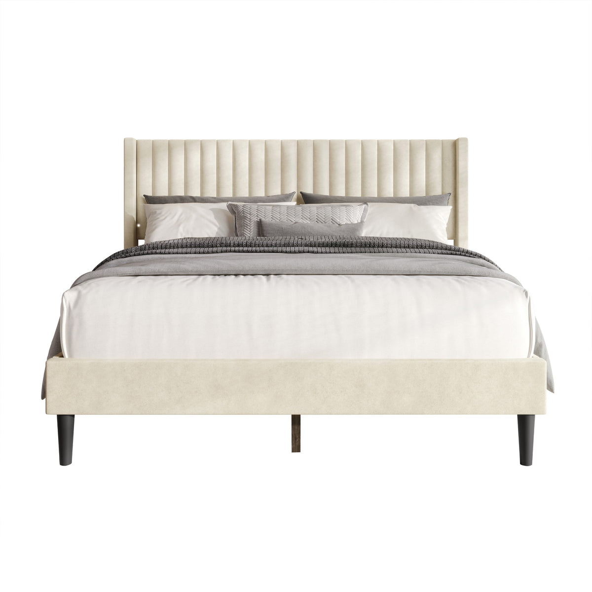 Montrose Upholstered Wingback Platform Bed