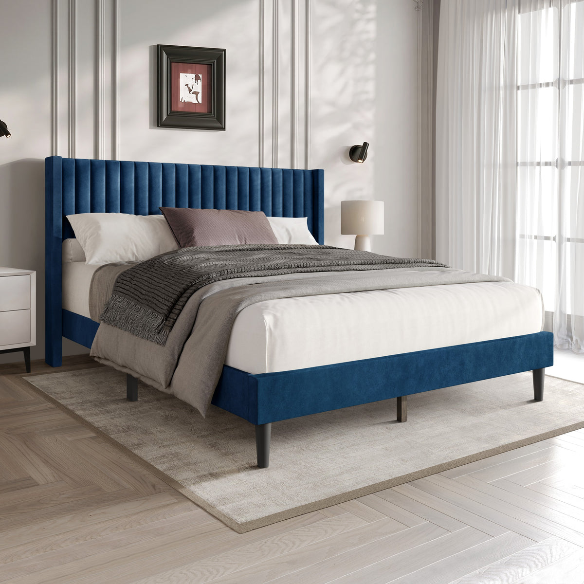 Montrose Upholstered Wingback Platform Bed