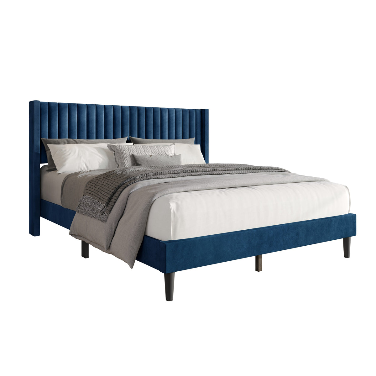 Montrose Upholstered Wingback Platform Bed
