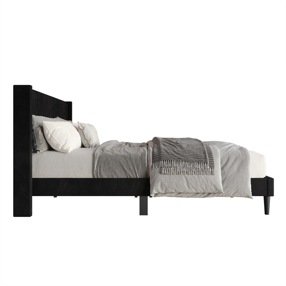 Montrose Upholstered Wingback Platform Bed