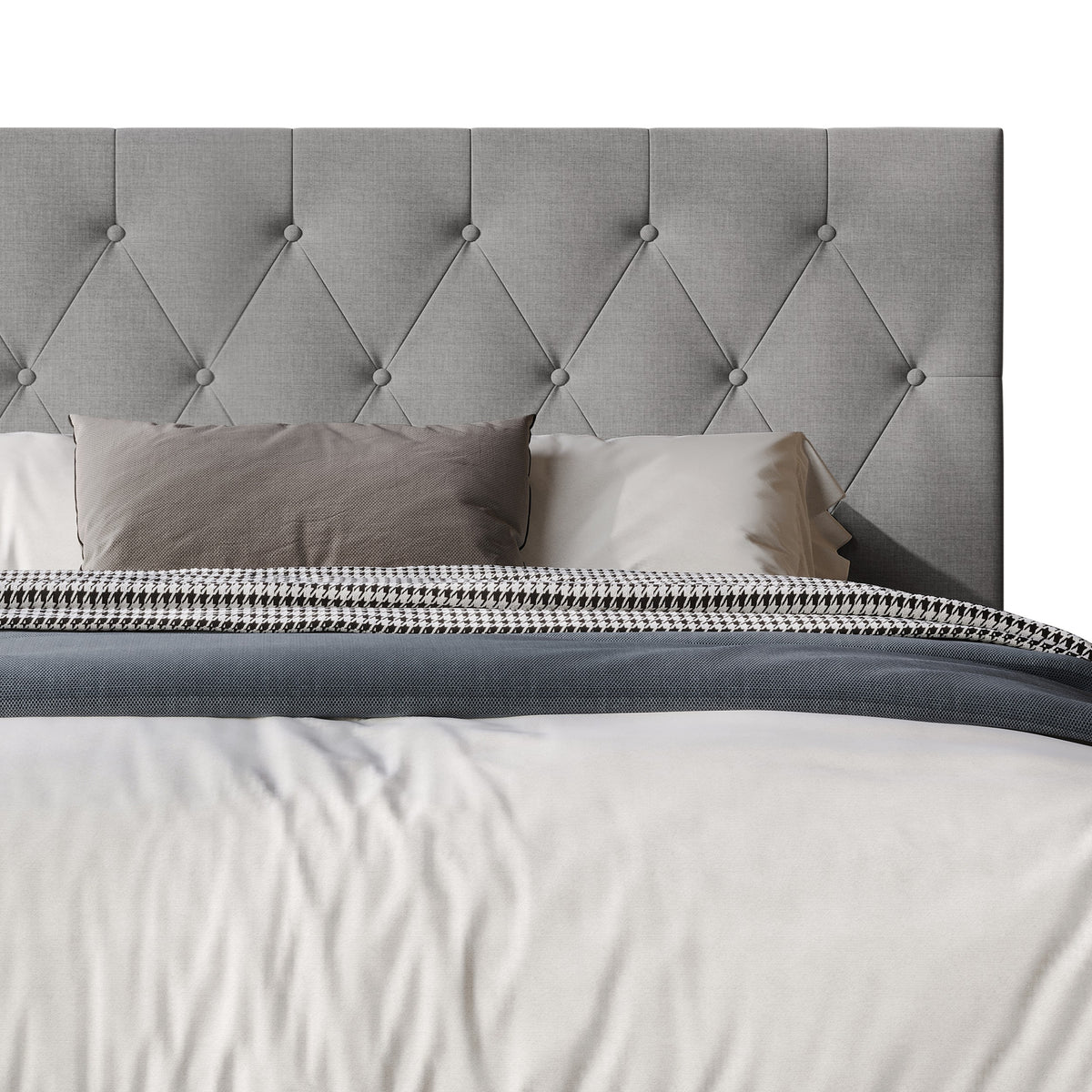 Coventry Tufted Upholstered Platform Bed, Adjustable Headboard Height, No Box Spring Required