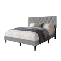 Coventry Tufted Upholstered Platform Bed, Adjustable Headboard Height, No Box Spring Required