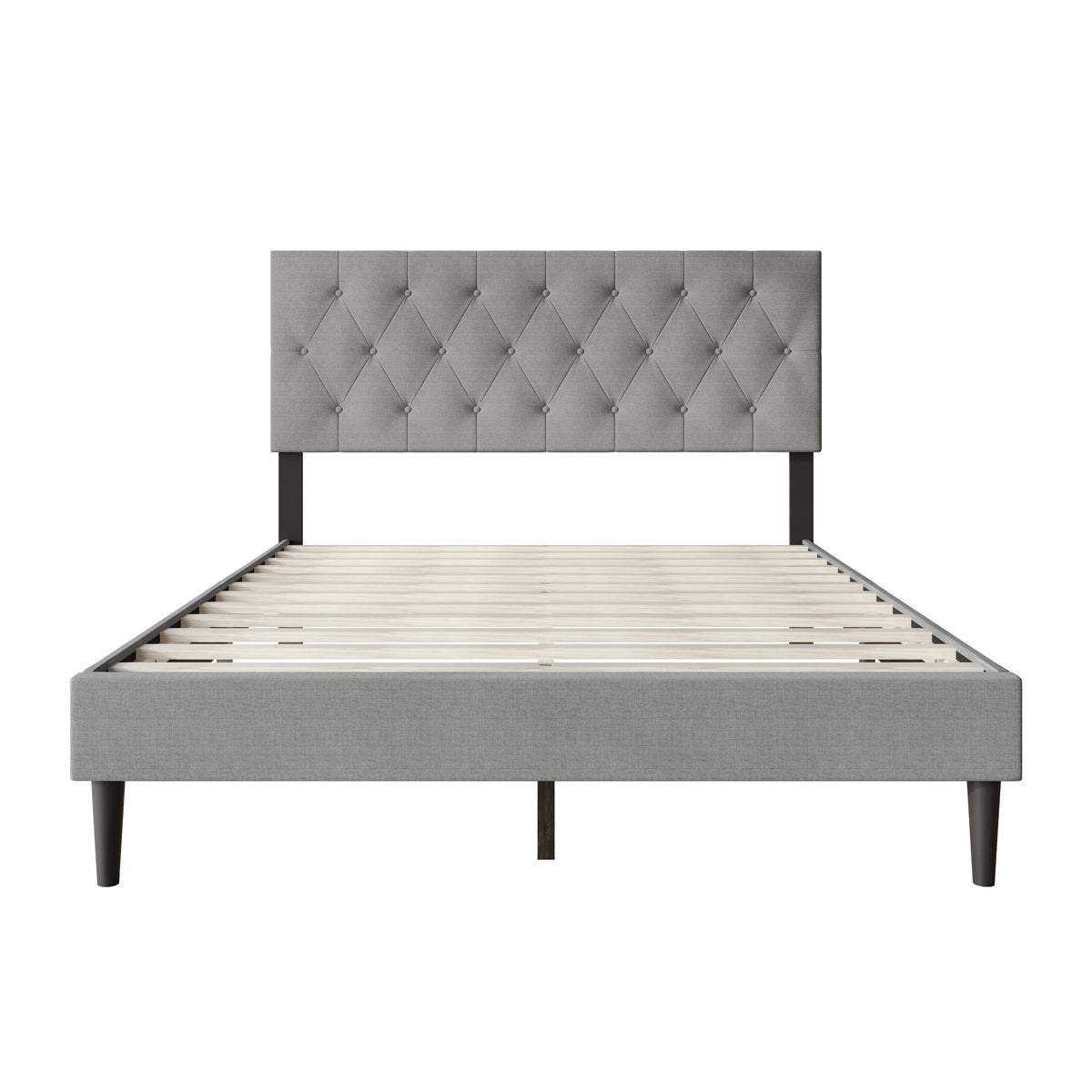 Coventry Tufted Upholstered Platform Bed, Adjustable Headboard Height, No Box Spring Required