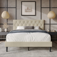 Coventry Tufted Upholstered Platform Bed, Adjustable Headboard Height, No Box Spring Required