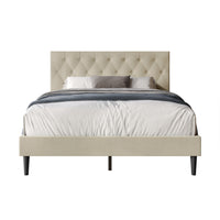 Coventry Tufted Upholstered Platform Bed, Adjustable Headboard Height, No Box Spring Required