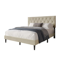 Coventry Tufted Upholstered Platform Bed, Adjustable Headboard Height, No Box Spring Required