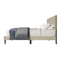 Coventry Tufted Upholstered Platform Bed, Adjustable Headboard Height, No Box Spring Required
