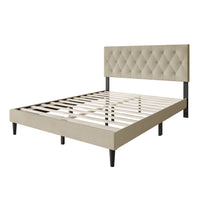 Coventry Tufted Upholstered Platform Bed, Adjustable Headboard Height, No Box Spring Required