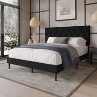 Coventry Tufted Upholstered Platform Bed, Adjustable Headboard Height, No Box Spring Required