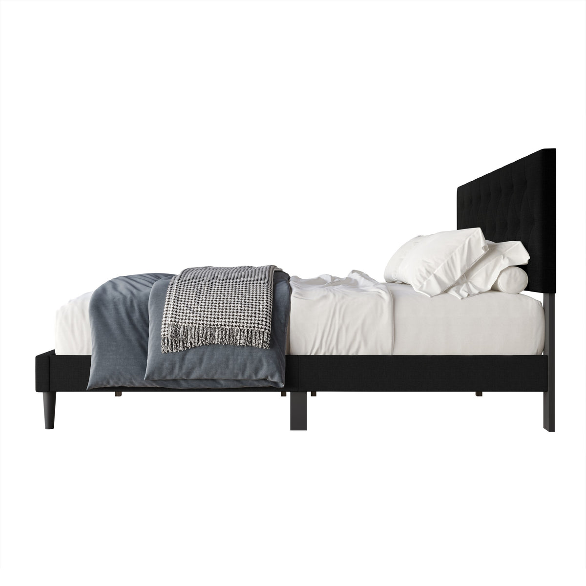 Coventry Tufted Upholstered Platform Bed, Adjustable Headboard Height, No Box Spring Required