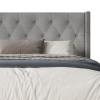 Hamden Tufted Upholstered Wingback Platform Bed Frame with Button-Tufted Headboard, No Box Spring Required