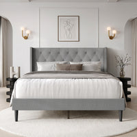 Hamden Tufted Upholstered Wingback Platform Bed Frame with Button-Tufted Headboard, No Box Spring Required