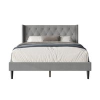 Hamden Tufted Upholstered Wingback Platform Bed Frame with Button-Tufted Headboard, No Box Spring Required