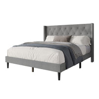 Hamden Tufted Upholstered Wingback Platform Bed Frame with Button-Tufted Headboard, No Box Spring Required