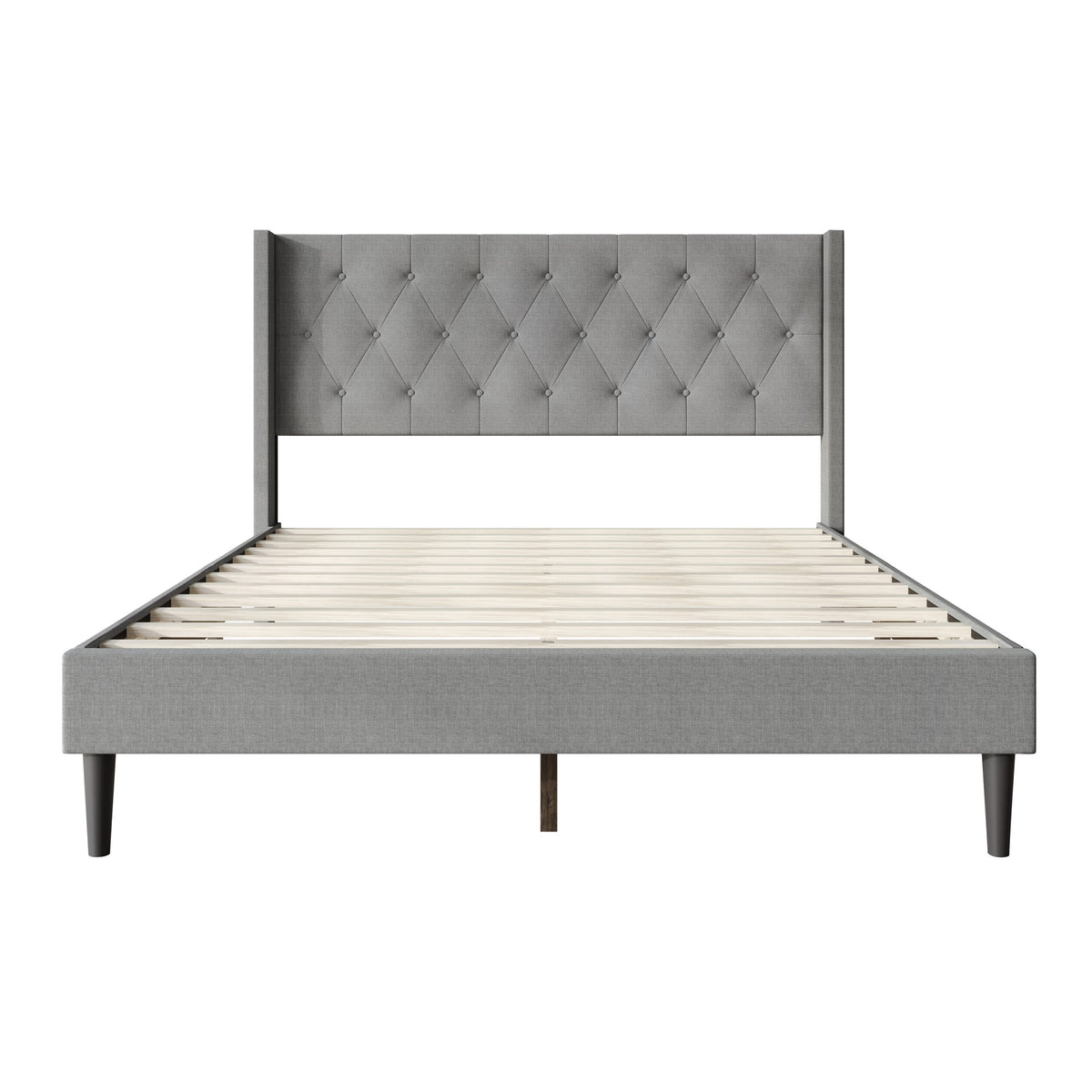 Hamden Tufted Upholstered Wingback Platform Bed Frame with Button-Tufted Headboard, No Box Spring Required