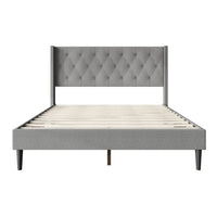 Hamden Tufted Upholstered Wingback Platform Bed Frame with Button-Tufted Headboard, No Box Spring Required