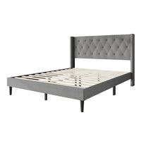 Hamden Tufted Upholstered Wingback Platform Bed Frame with Button-Tufted Headboard, No Box Spring Required